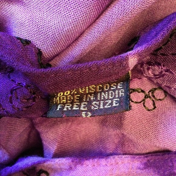 Purple multicolored Tie Dye Embroidered sleeveless Swimsuit Cover dress size 8 - Picture 5 of 5